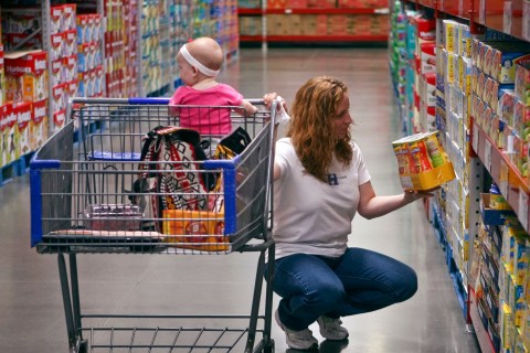 A customer shops in the expanded baby department at a remodelled Sam's Club in Rogers, Arkansas