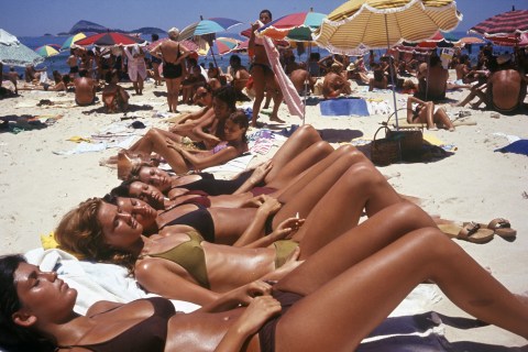 Sunbathers on Brazil's famed Ipanema Beach