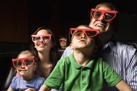 family with 3-D glasses
