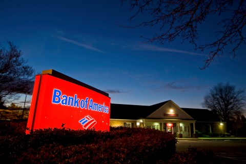 A view shows a Bank of America branch in Charlotte