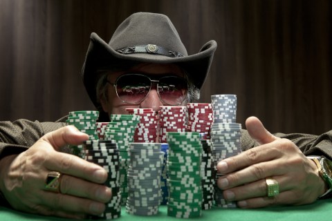 Gambler with chips