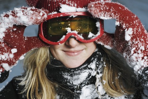 Girl wearing ski goggles