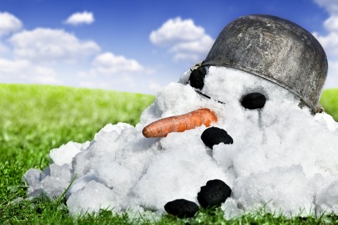 Coming spring, melting snowman