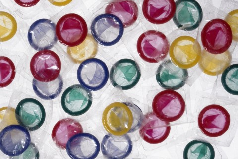 Multi-colored condoms