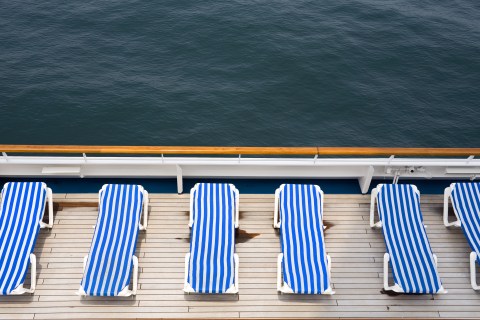 Deck chairs on cruise ship