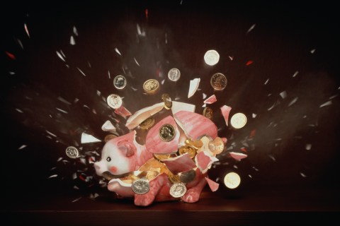 piggy bank exploding
