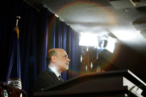 U.S. Federal Reserve Chairman Bernanke addresses U.S. monetary policy with reporters at the Federal Reserve in Washington