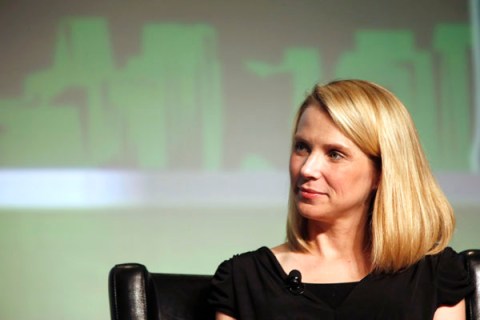 Yahoo! CEO Mayer listens during TechCrunch Disrupt SF 2012 in San Francisco