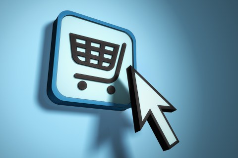 Mouse pointer hitting shopping cart icon