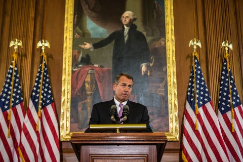 House Speaker Boehner Holds News Conference On Impending Fiscal Cliff