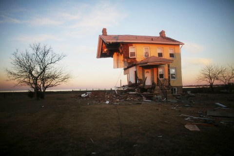 The iconic Princess Cottage, built in 1855, remains standing after being ravaged by flooding in Union Beach, N.J., on Nov. 21, 2012