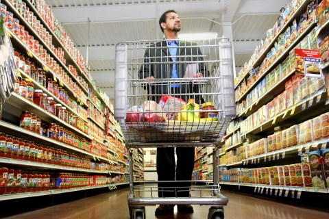 Man shopping for groceries.