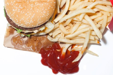 image: French fries and hamburger