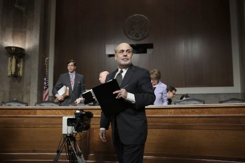 Federal Reserve Board Chairman Ben Bernanke at a hearing before the Joint Economic Committee  on Capitol Hill, in Washington, D.C., on May 22, 2013.