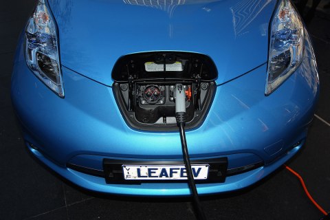 The charging point of the Nissan Leaf