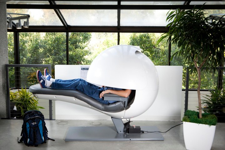 Occupied sleep pod inside Building 1842 at Google headquarters in Mountain View, Calif., on Sept. 11, 2013.