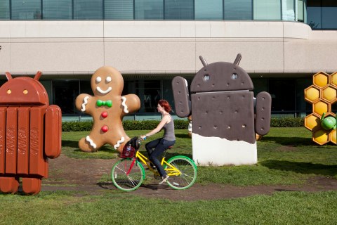 Android statues at Google’s Mountain View campus. 