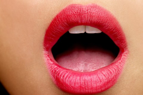 woman mouth lipstick shock