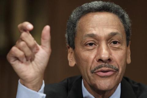 Representative Mel Watt testifies before the Senate Banking, Housing and Urban Affairs Committee confirmation hearing to be the regulator of mortgage finance firms Fannie Mae and Freddie Mac in Washington