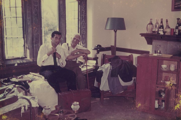 Carl Icahn in 1957 with his grandfather in Carl's room at Princeton on his graduation day from Princeton.