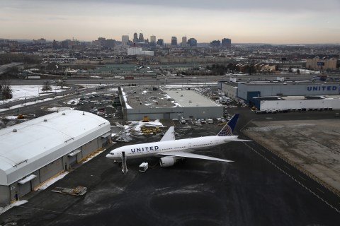 A United Airlines jet at Newark Liberty International Airport on January 31, 2014 in Newark, N.J.